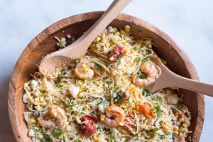 Summer Shrimp Pasta with Corn + Capers