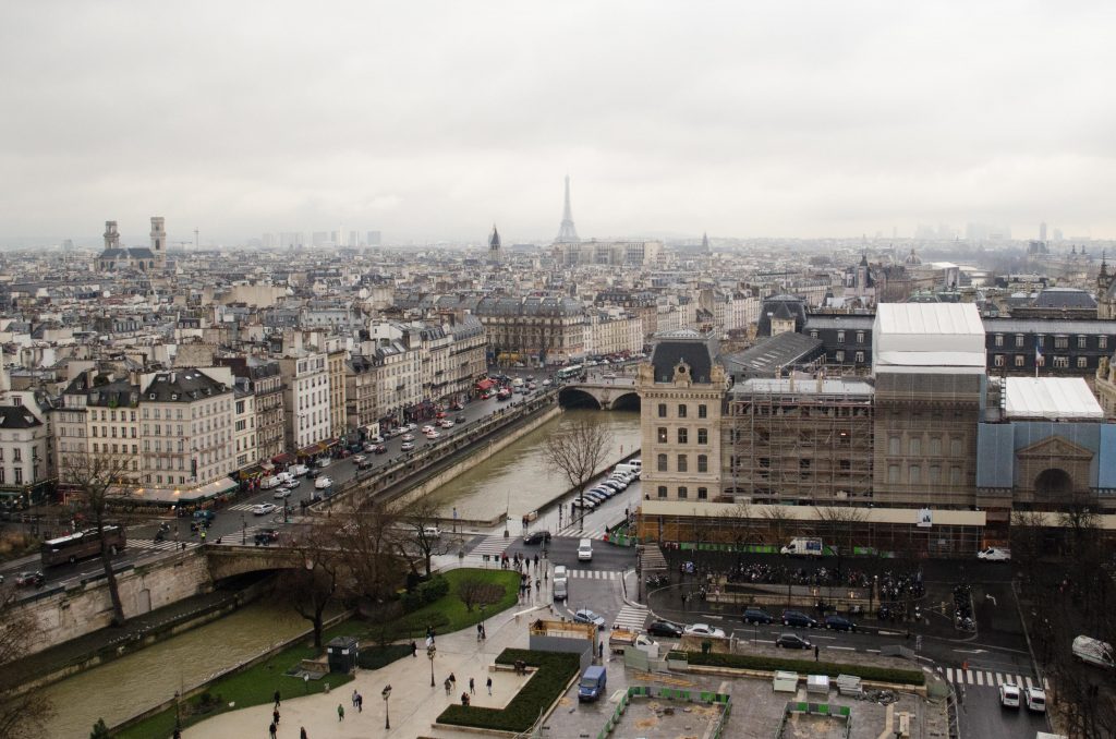 View of Paris from Notre-Dame in winter
